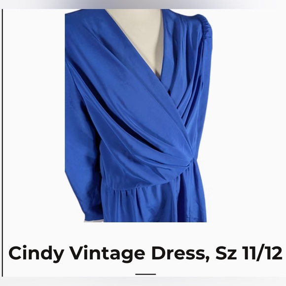 CINDY Vintage Royal Blue Dress Size 12 - Picture 1 of 4